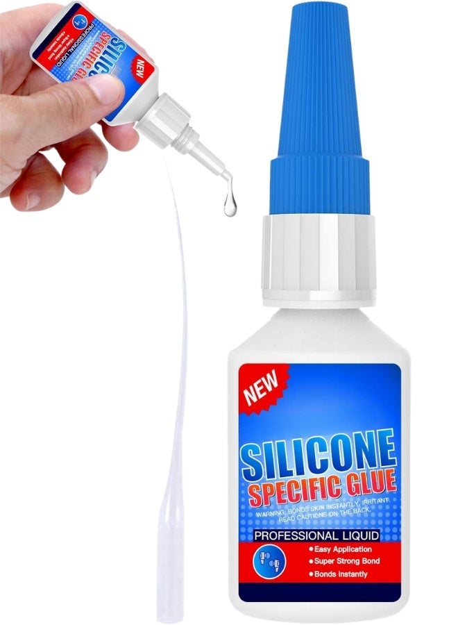 Silicone Glue - Professional-Grade Fast-Bonding Adhesive for Silicone, Liquid Silicone, Silicone Rubber, CAR, TPU, TPR, TPE, Wearable Tech, Kitchen Gadgets, Beauty Accessories, Weatherproof, Cold Resistant, Clear Drying, Quick Set in 15 Seconds, Strong and Washable Silicone Liquid Adhesive with Precision Applicator Nozzle for DIY Repairs, Crafts, Silicone Projects, Rubber Sealing, Flexible Bonding and Outdoor Use - Image 1